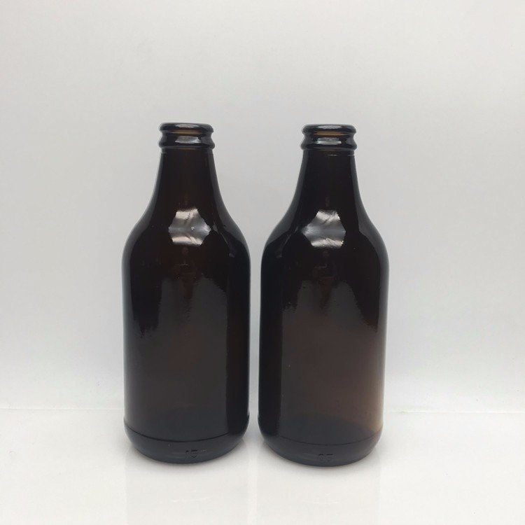 Wholesale 250ml 300ml 500ml Amber Dark Brown Round Shape Narrow Mouth Beer Wine Oral Liquid Glass Bottle