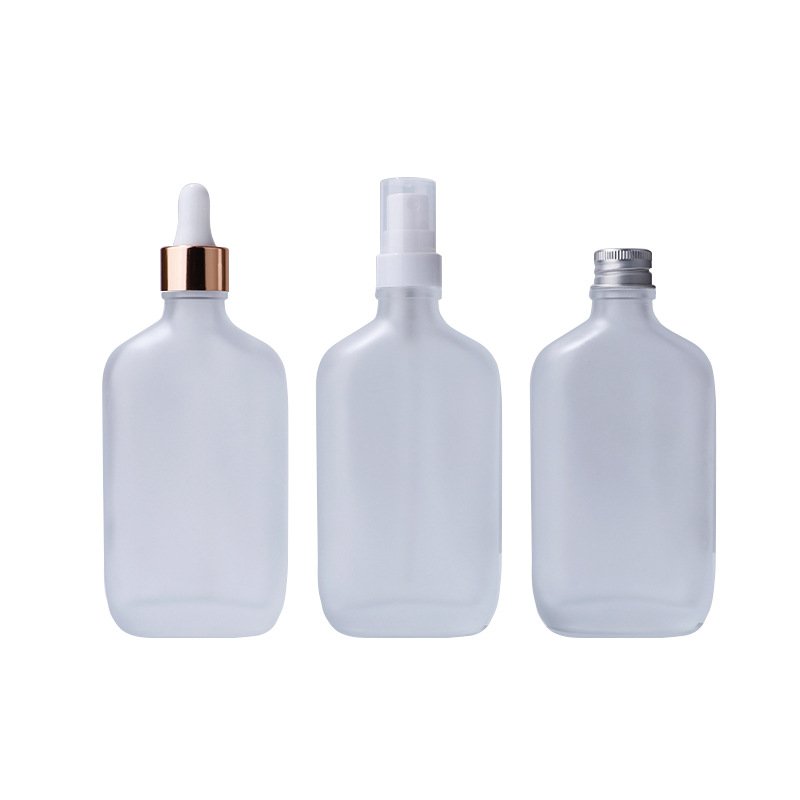 Factory direct sales new spot 100ml capacity transparent scrub can be customized logo glass dropper essential oil spray bottle