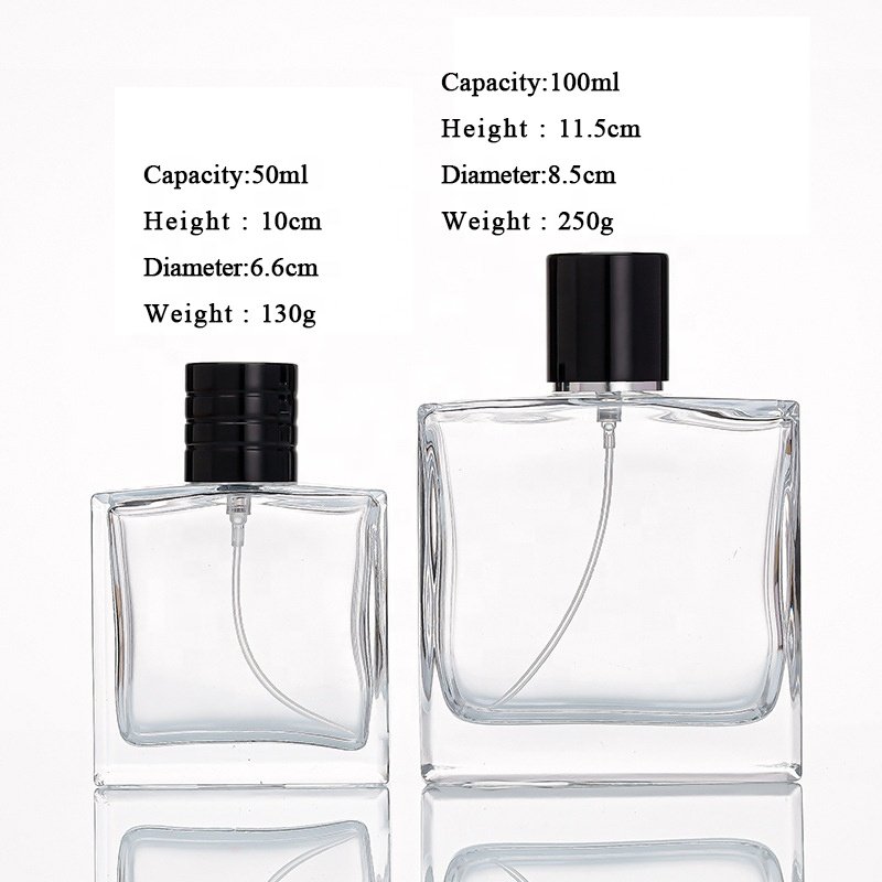 Glass bottle new design spot 100ml 50ml square high-grade glass perfume bottle thickened packaging with cover thickened XF-13