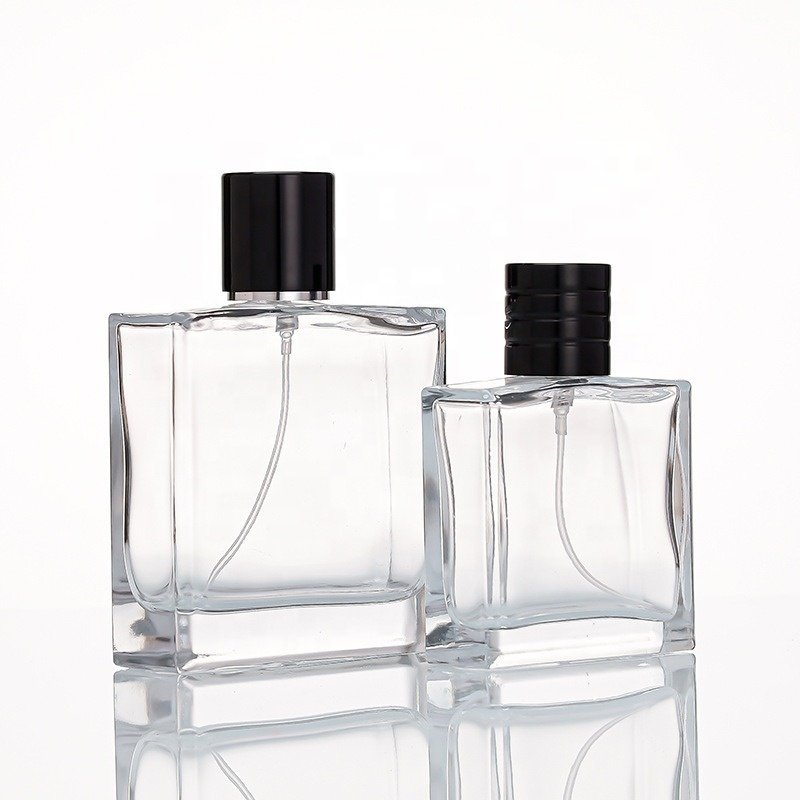 Glass bottle new design spot 100ml 50ml square high-grade glass perfume bottle thickened packaging with cover thickened XF-13