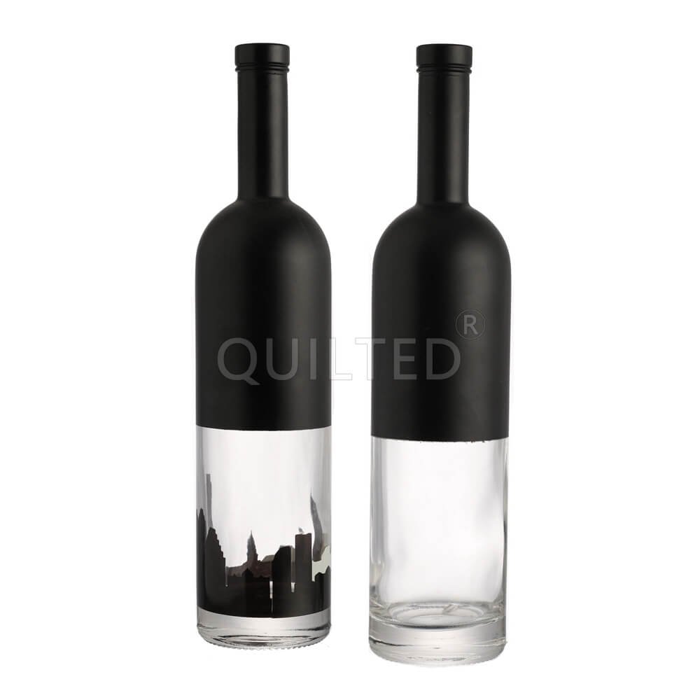 500 700 750 ml 1 Liter Custom Empty Transparent Round Rum Water Liqueur Wine Olive Vodka Whisky Gin Tequila Glass Bottle