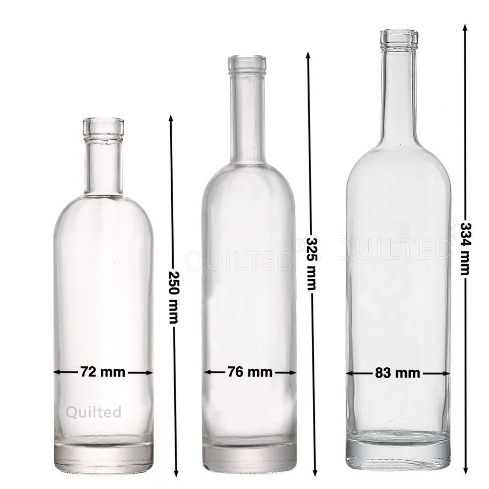 500 700 750 ml 1 Liter Custom Empty Transparent Round Rum Water Liqueur Wine Olive Vodka Whisky Gin Tequila Glass Bottle