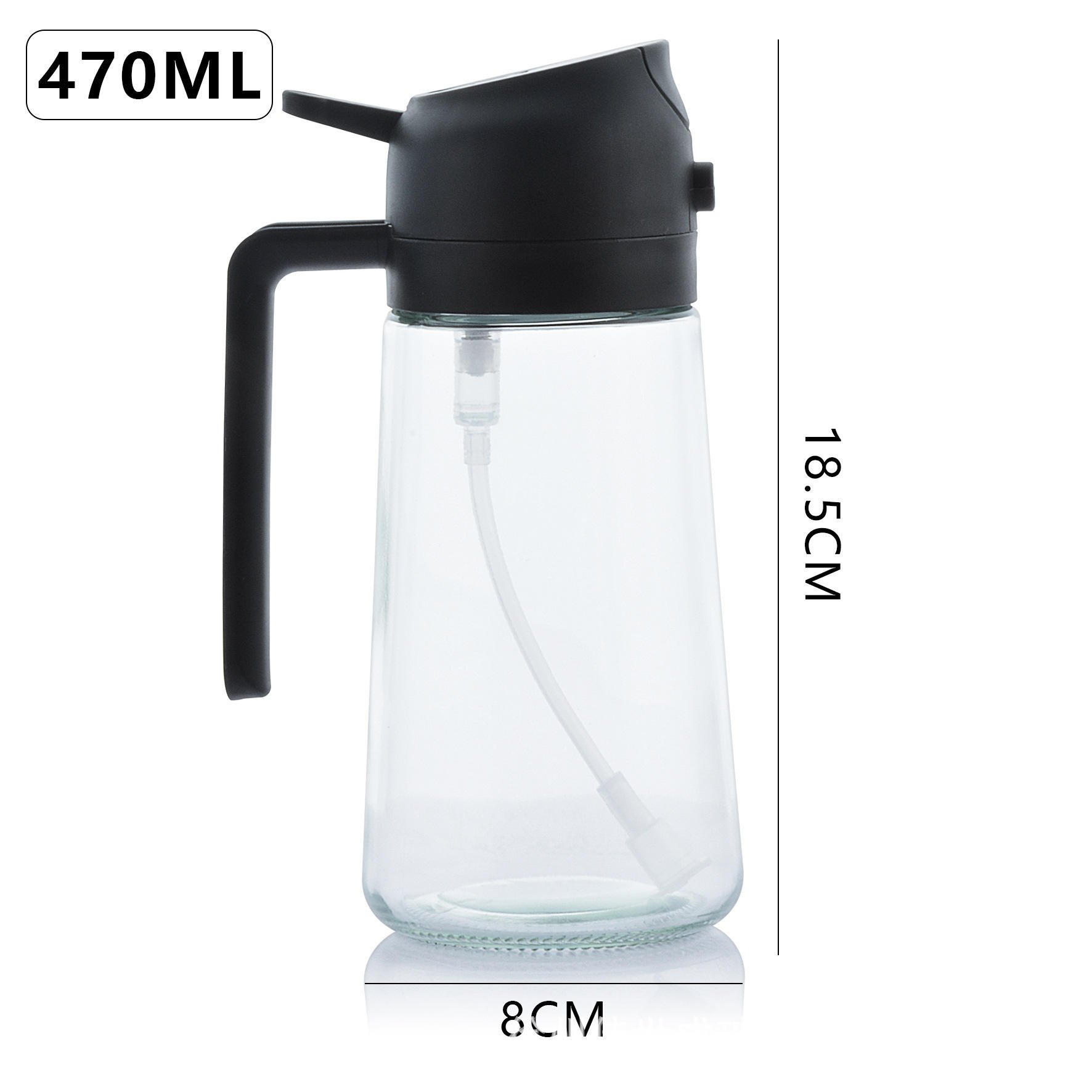 16oz/470ml 2 in 1 Glass Spray Bottle with Olive Oil Mister Sprayer Dispenser for Kitchen, Air Fryer, Barbecue and Salad