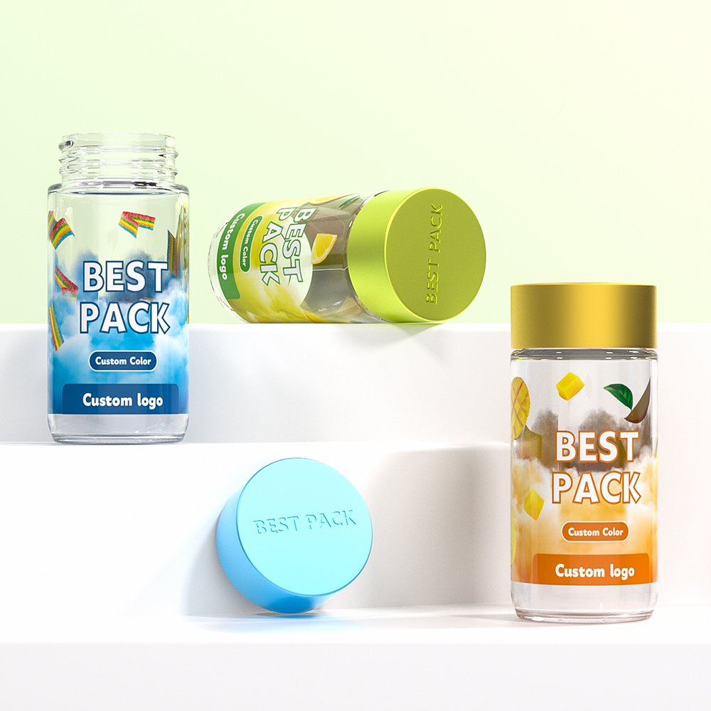 Baby Embossed Logo Jeeter 70mm 5 Pack Empty Pre Jars Packaging 40ml 2.5g Small Rolled Glass Bottles With Custom Stickers