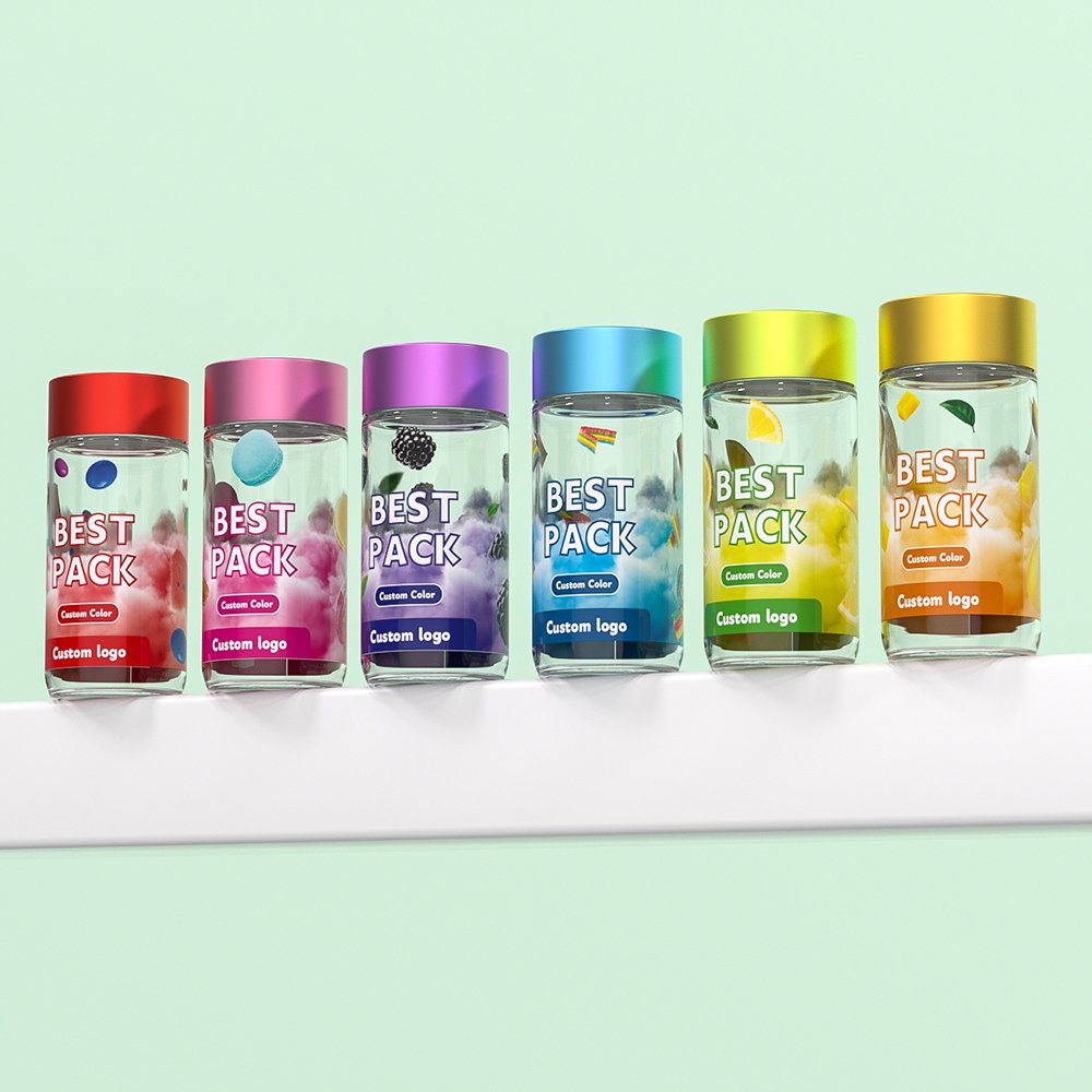Baby Embossed Logo Jeeter 70mm 5 Pack Empty Pre Jars Packaging 40ml 2.5g Small Rolled Glass Bottles With Custom Stickers