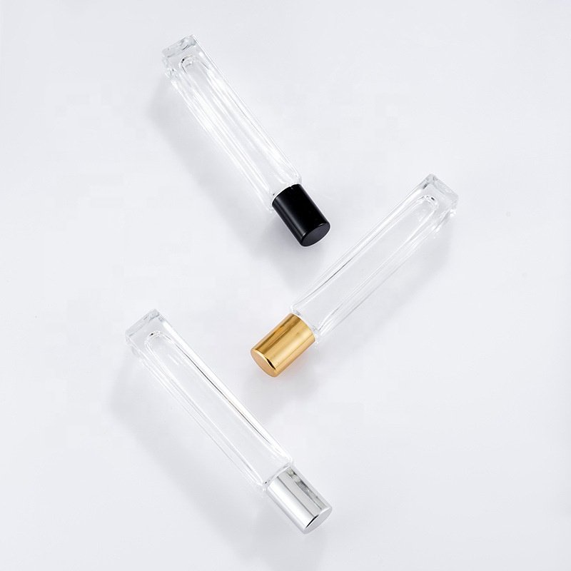 10ml Slender Clear Glass Perfume Bottle Thickened Square Essential oil Roller Ball Glass Bottle