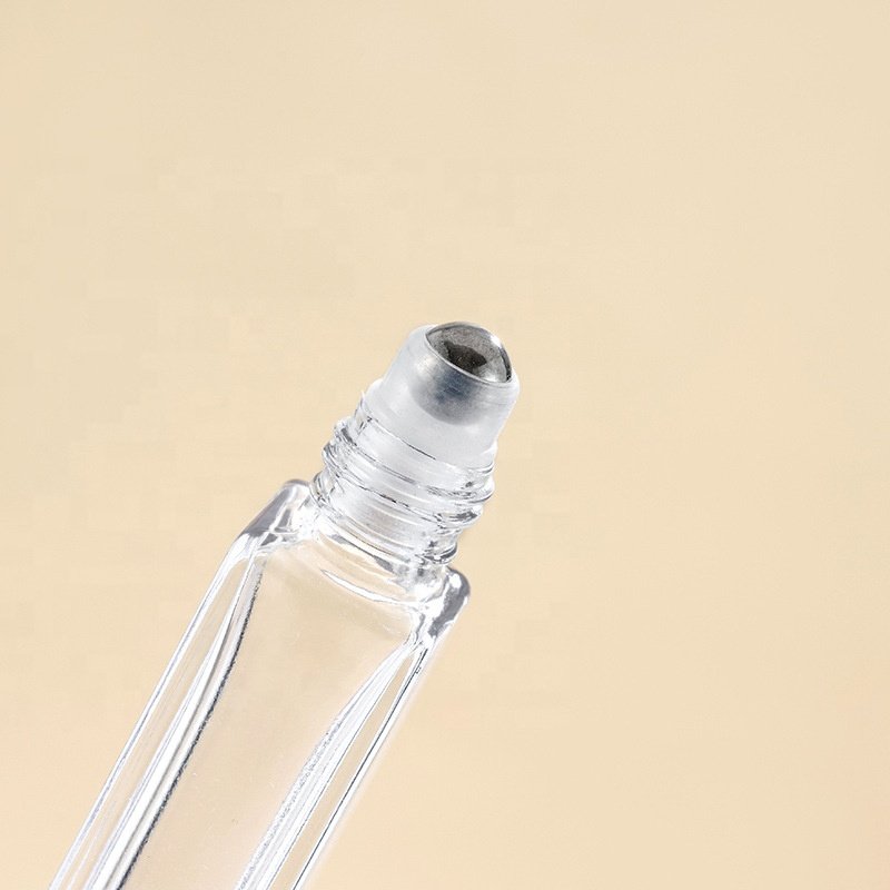 10ml Slender Clear Glass Perfume Bottle Thickened Square Essential oil Roller Ball Glass Bottle