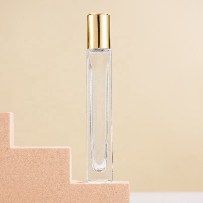 10ml Slender Clear Glass Perfume Bottle Thickened Square Essential oil Roller Ball Glass Bottle