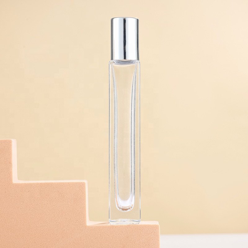 10ml Slender Clear Glass Perfume Bottle Thickened Square Essential oil Roller Ball Glass Bottle