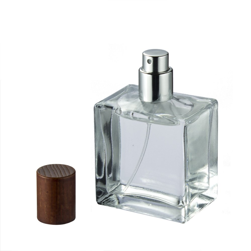30ml 50ml Perfume glass bottle With Wooden Cap