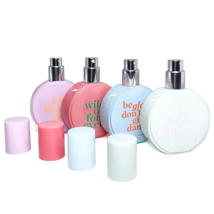 30ml Empty oblate color coated glass perfume bottle atomizer with box