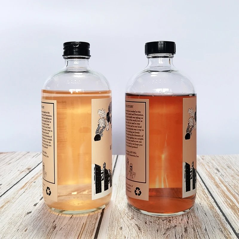 Amber Clear Clear Bottle 250ml 500ml 8oz 16oz Cold Coffee Boston Round Beverage Juice Glass Bottles For Kombucha