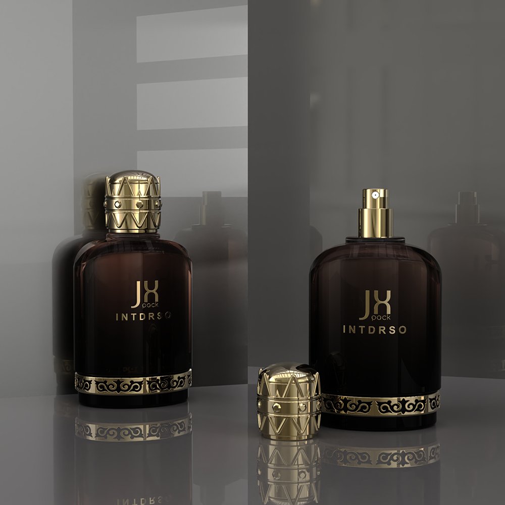 custom luxury male 100ml empty glass golden amber perfume bottle square and boxes