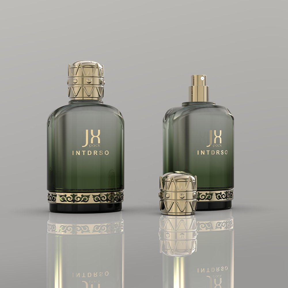 custom luxury male 100ml empty glass golden amber perfume bottle square and boxes
