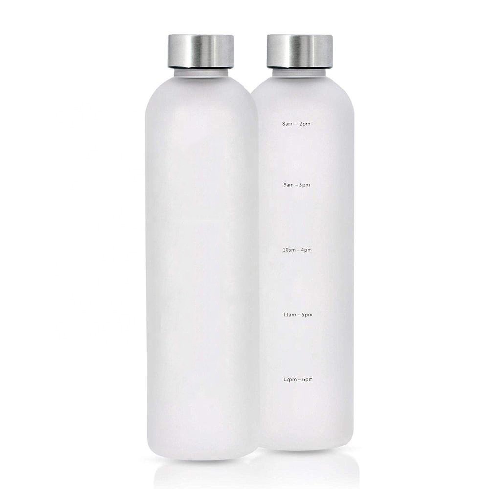 Wholesale 1000ml pink Glass Bottles Frosted Drinking Water Bottle