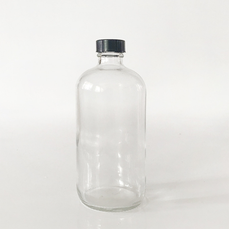 glass Boston round bottles with tamper evident cap