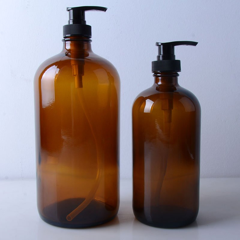 glass Boston round bottles with tamper evident cap