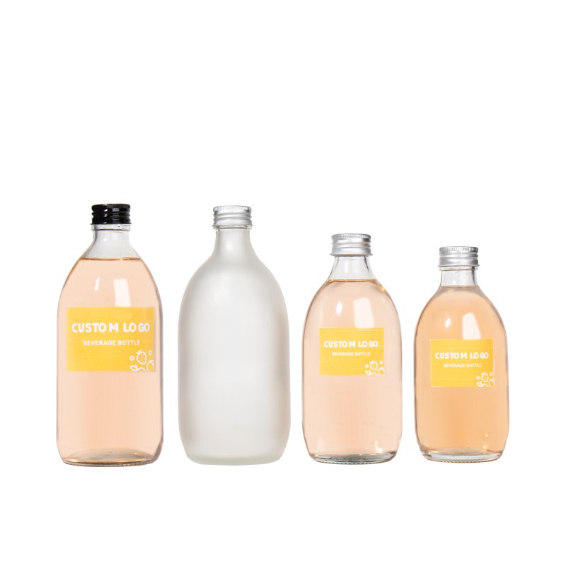 Luxury Empty Clear Round Shape Juice Water Glass Bottle 280ml 350ml 500ml with Lid for Customized Logo