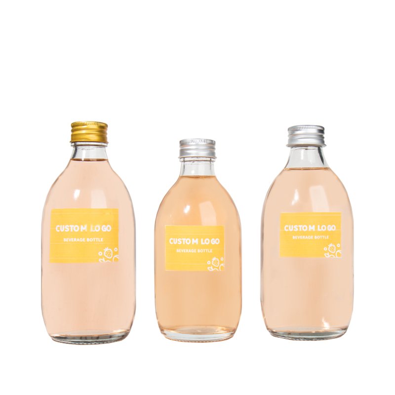 Luxury Empty Clear Round Shape Juice Water Glass Bottle 280ml 350ml 500ml with Lid for Customized Logo