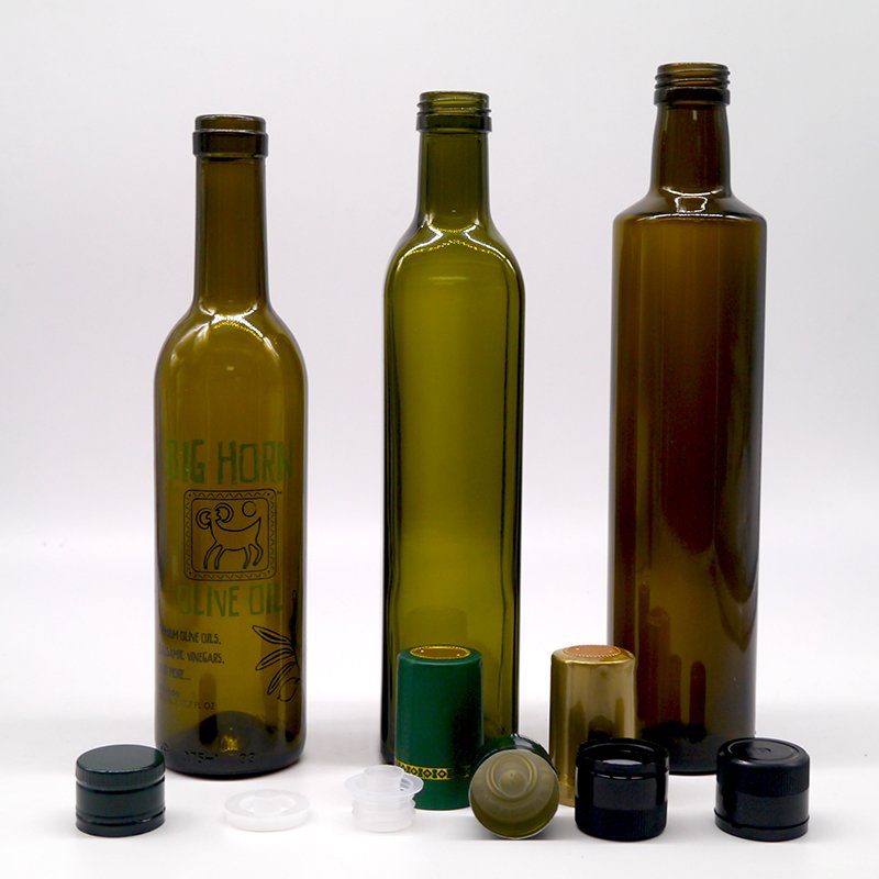 250ml 500ml Antique Green Glass Round Square Marasca Dorica Dark Olive Oil glass Bottles olive oil packaging bottle
