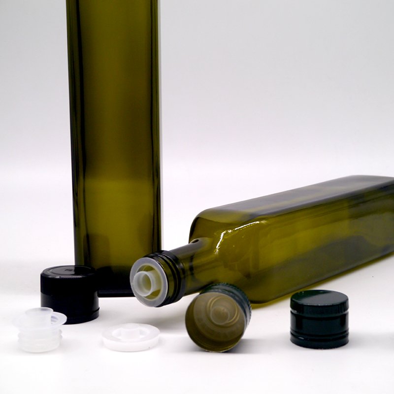 250ml 500ml Antique Green Glass Round Square Marasca Dorica Dark Olive Oil glass Bottles olive oil packaging bottle