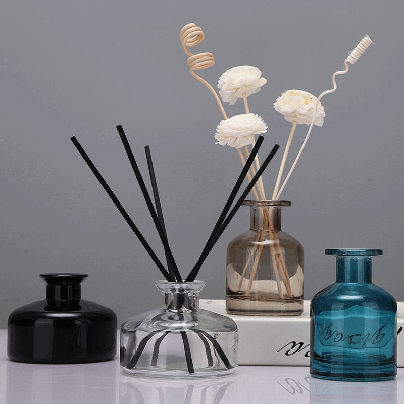 Custom Empty Clear Luxury Aroma Bottle 200ml Round wild-mouth Diffuser Bottle With Lid