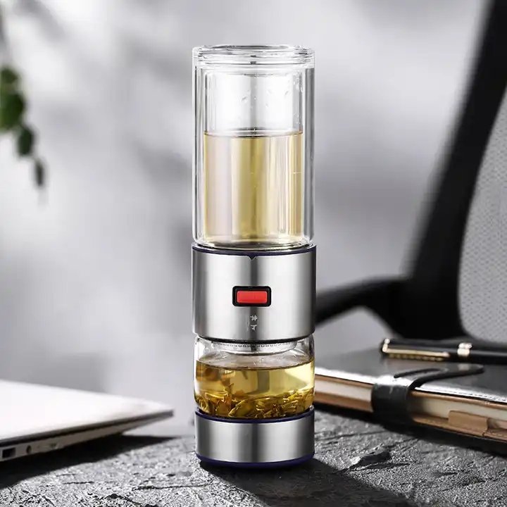 2024 CHUFENG 400ml Glass Water Bottle With Loose Leaf Tea Strainer Tea Infuser Double Wall Glass Bottle Thermos Cup