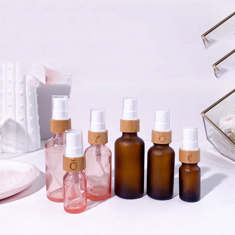 5ml 10ml 15ml 20ml 30ml 50ml 100ml Best Welcome Fashion Amber Frosted Glass Essential Oil Spray Mist Bottle With Bamboo Sprayer