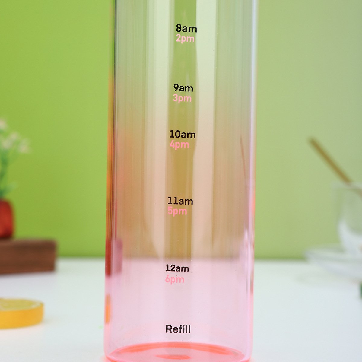 Reusable 500ml Gradient water bottle student custom logo advertising gift glass milk fruit juice water bottle with time marker