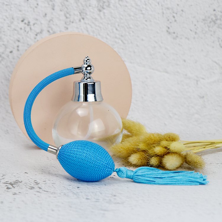 100ml Blue Wholesale cosmetics packaging squeeze airbag glass perfume bottle