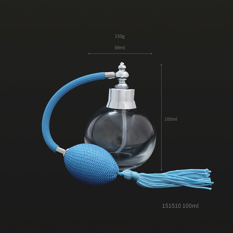 100ml Blue Wholesale cosmetics packaging squeeze airbag glass perfume bottle