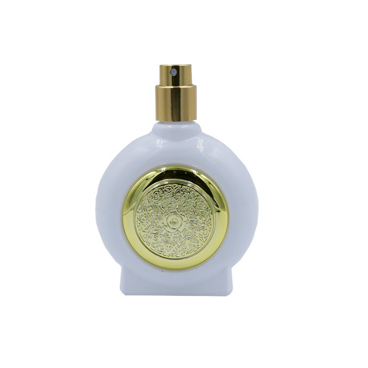 Wholesale Arabic Luxury White Round Perfume Glass Bottle 50ml 100ml Customized