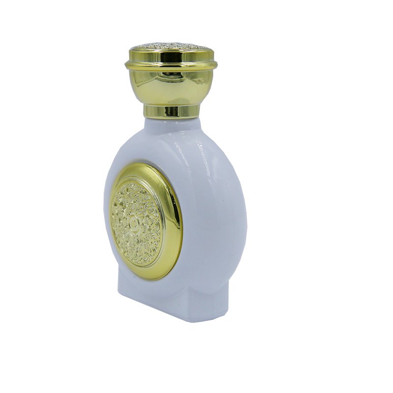 Wholesale Arabic Luxury White Round Perfume Glass Bottle 50ml 100ml Customized