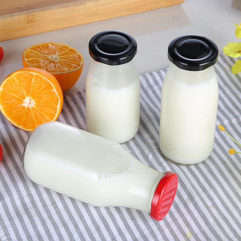 Wholesale Custom Empty 100ml 200ml 250ml 500ml 1000ml 1 Litre Milk Glass Bottles with Lids