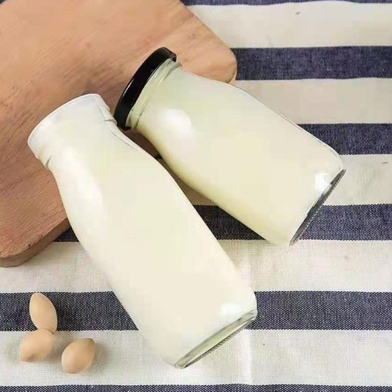 Wholesale Custom Empty 100ml 200ml 250ml 500ml 1000ml 1 Litre Milk Glass Bottles with Lids