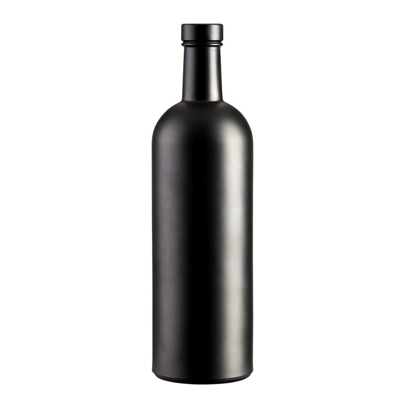 Unique Design 200ml 375ml 500ml 750ml 1000ml Matte Black Olive Oil Glass Bottles With Corked