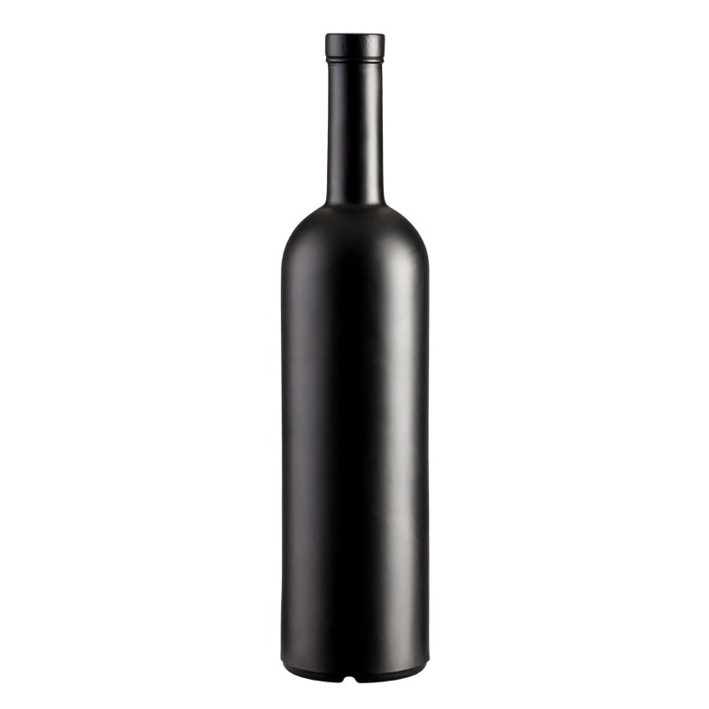 Unique Design 200ml 375ml 500ml 750ml 1000ml Matte Black Olive Oil Glass Bottles With Corked