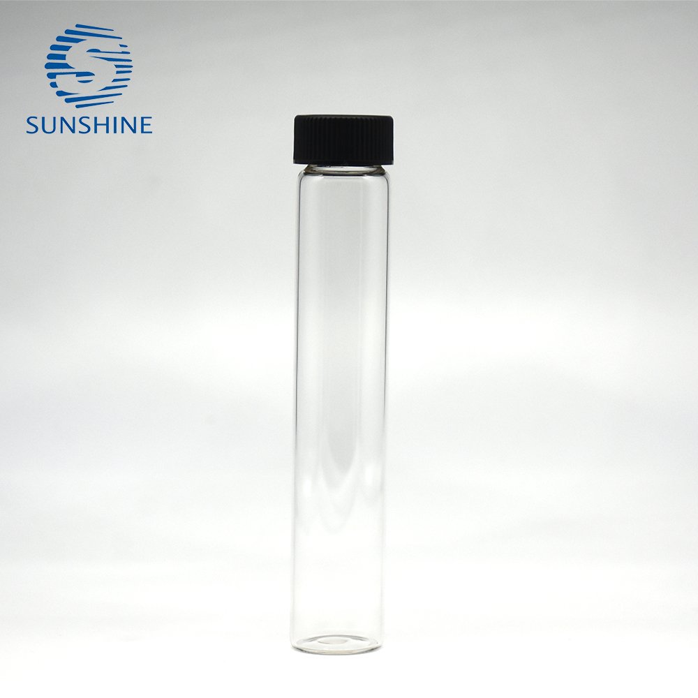 25ml empty glass bottle screw neck glass vial with black thread plastic cap