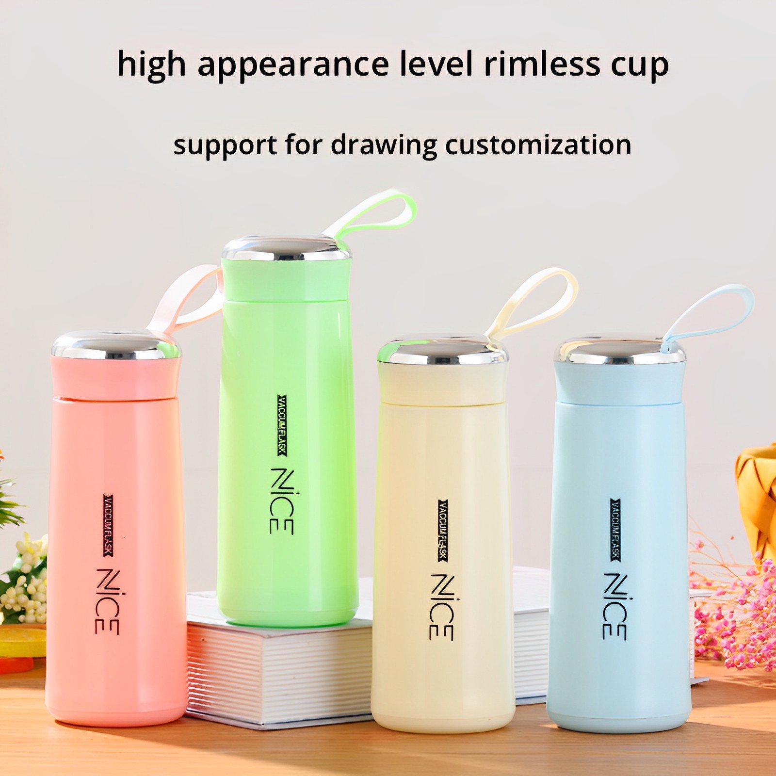 High Quality 400ml Portable Double Glass Handle Nice Glass Bottles Direct Drinking Water Students Wholesale Advertising Gifts