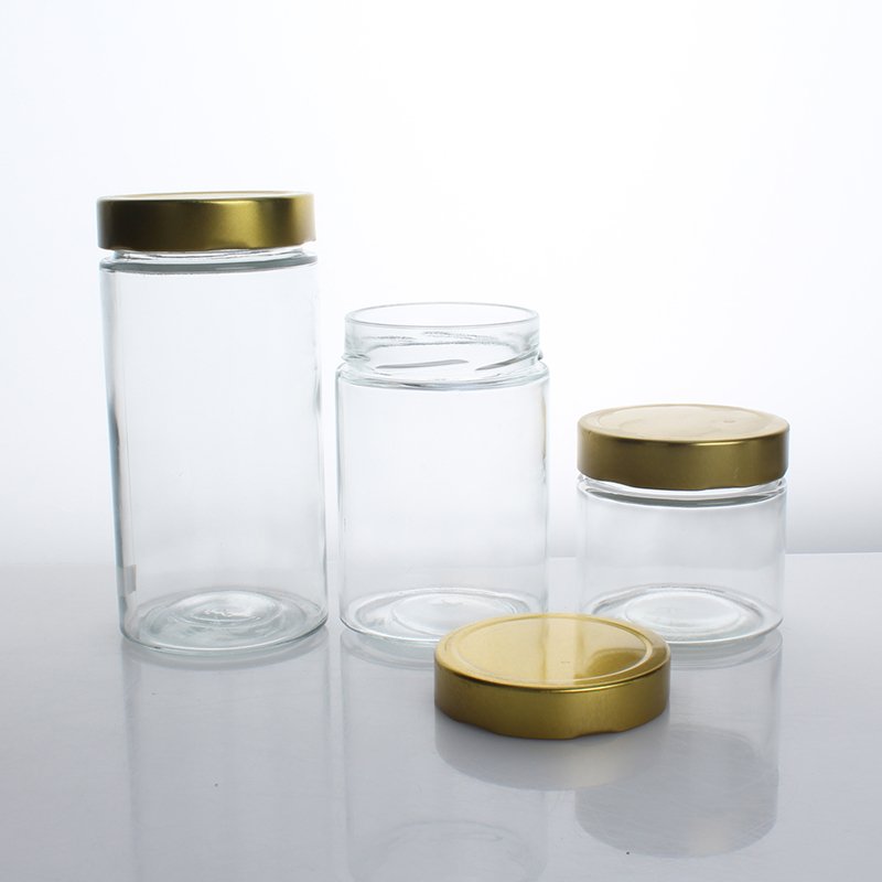 Honey Jar with Metal Lug Twist Lid Round Wide Mouth Ergo Jam Glass Kitchen Travel Wholesale Custom 100ml 200ml 280ml 380ml 500ml