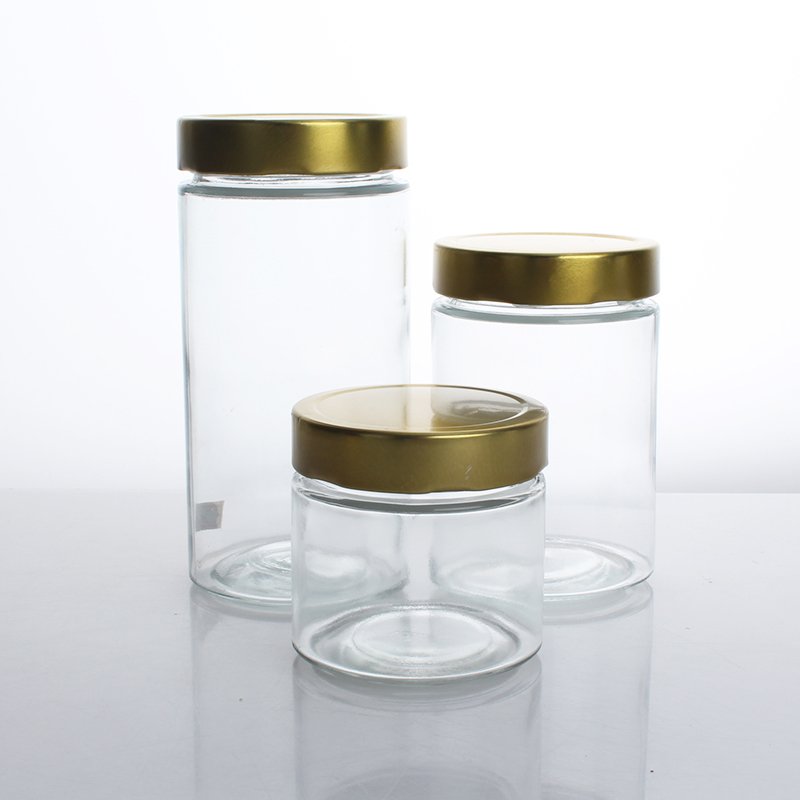 Honey Jar with Metal Lug Twist Lid Round Wide Mouth Ergo Jam Glass Kitchen Travel Wholesale Custom 100ml 200ml 280ml 380ml 500ml