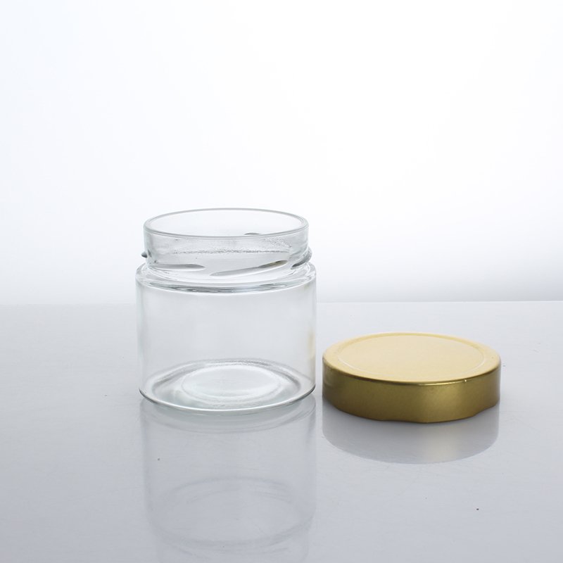 Honey Jar with Metal Lug Twist Lid Round Wide Mouth Ergo Jam Glass Kitchen Travel Wholesale Custom 100ml 200ml 280ml 380ml 500ml