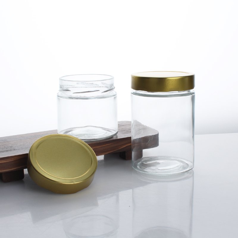 Honey Jar with Metal Lug Twist Lid Round Wide Mouth Ergo Jam Glass Kitchen Travel Wholesale Custom 100ml 200ml 280ml 380ml 500ml