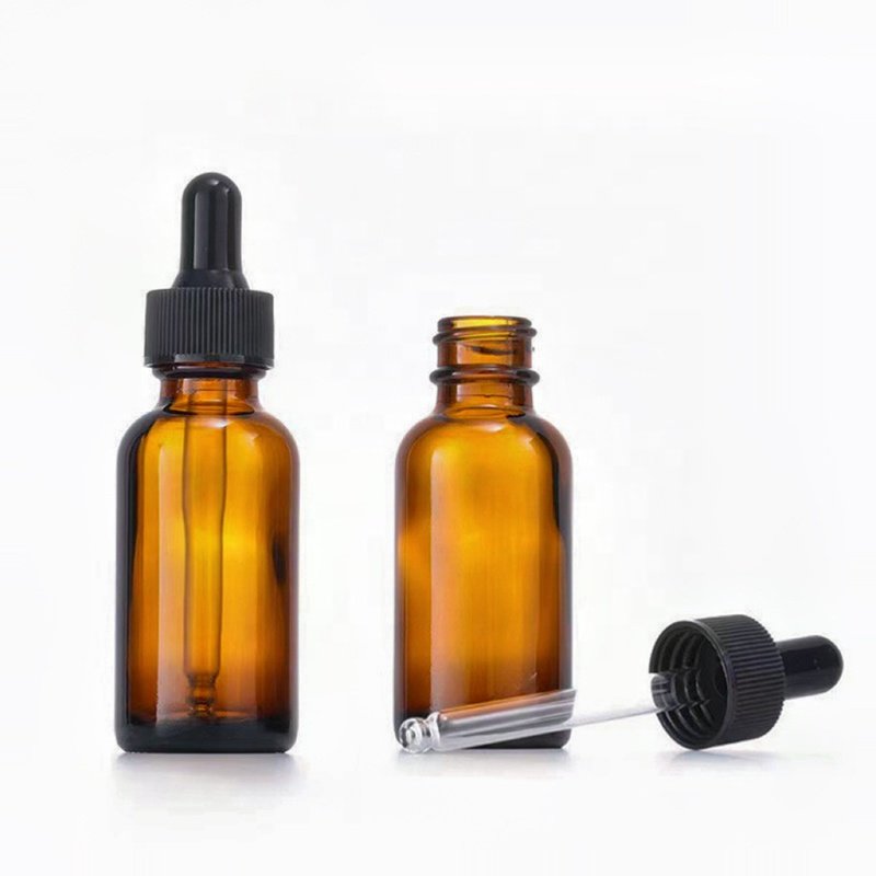 Clear amber brown 1oz 2oz 4oz 120ml boston round glass bottle dropper pump cosmetic bottles For Hair Body essential Oil