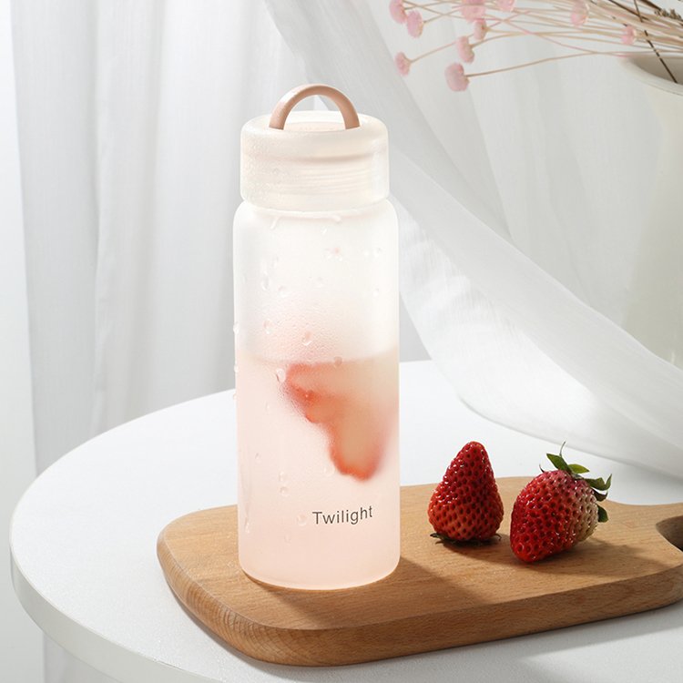 Frosted Glass Water Bottle 0611 420ML Wholesale Customize Logo Portable Borosilicate Eco Glass Water Bottle