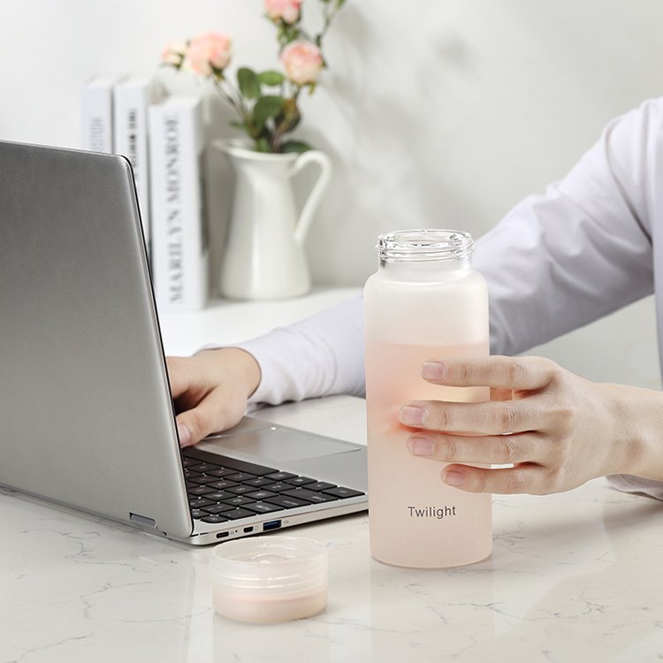 Frosted Glass Water Bottle 0611 420ML Wholesale Customize Logo Portable Borosilicate Eco Glass Water Bottle