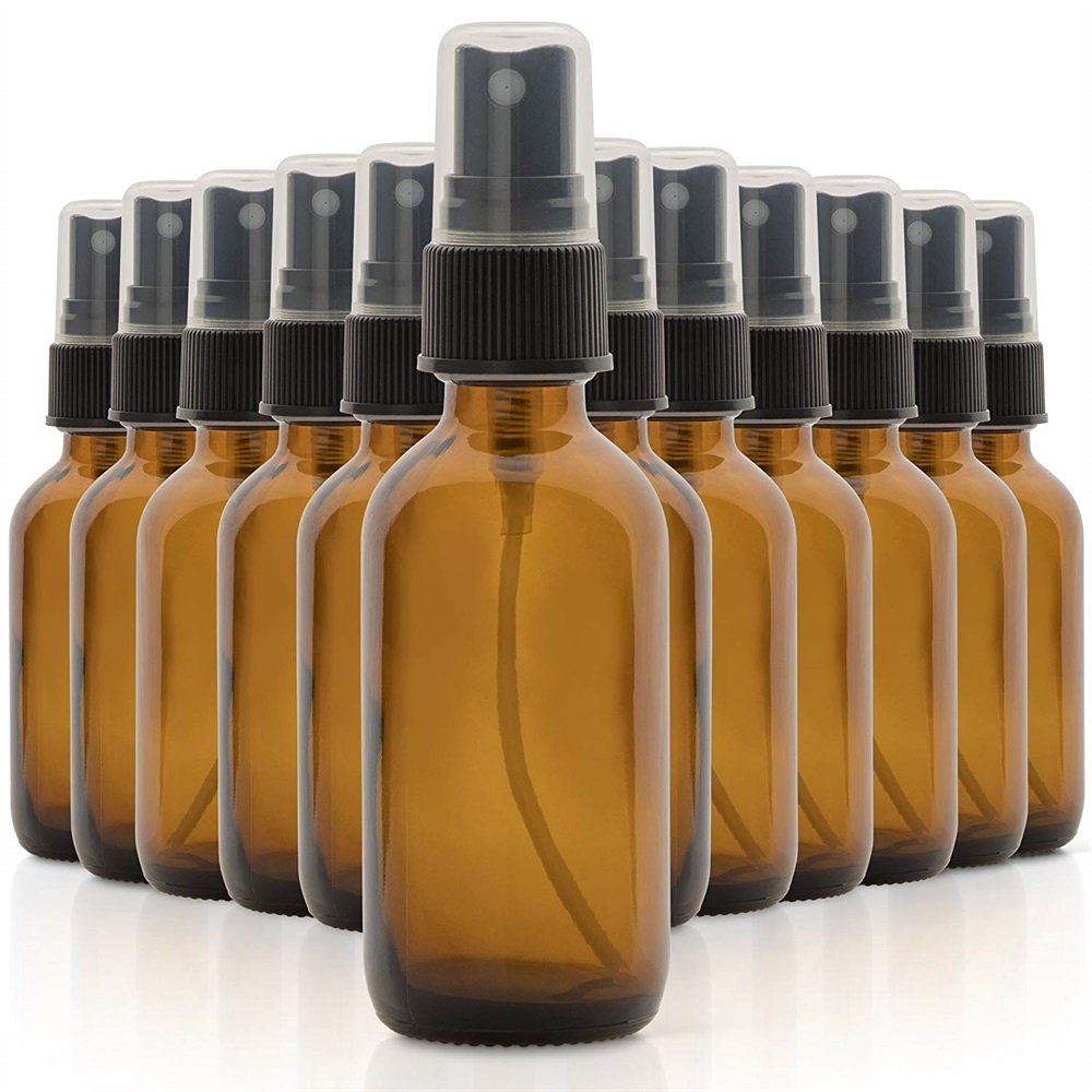 2oz Amber Glass Spray Bottles for Essential Oils - with Fine Mist Sprayers