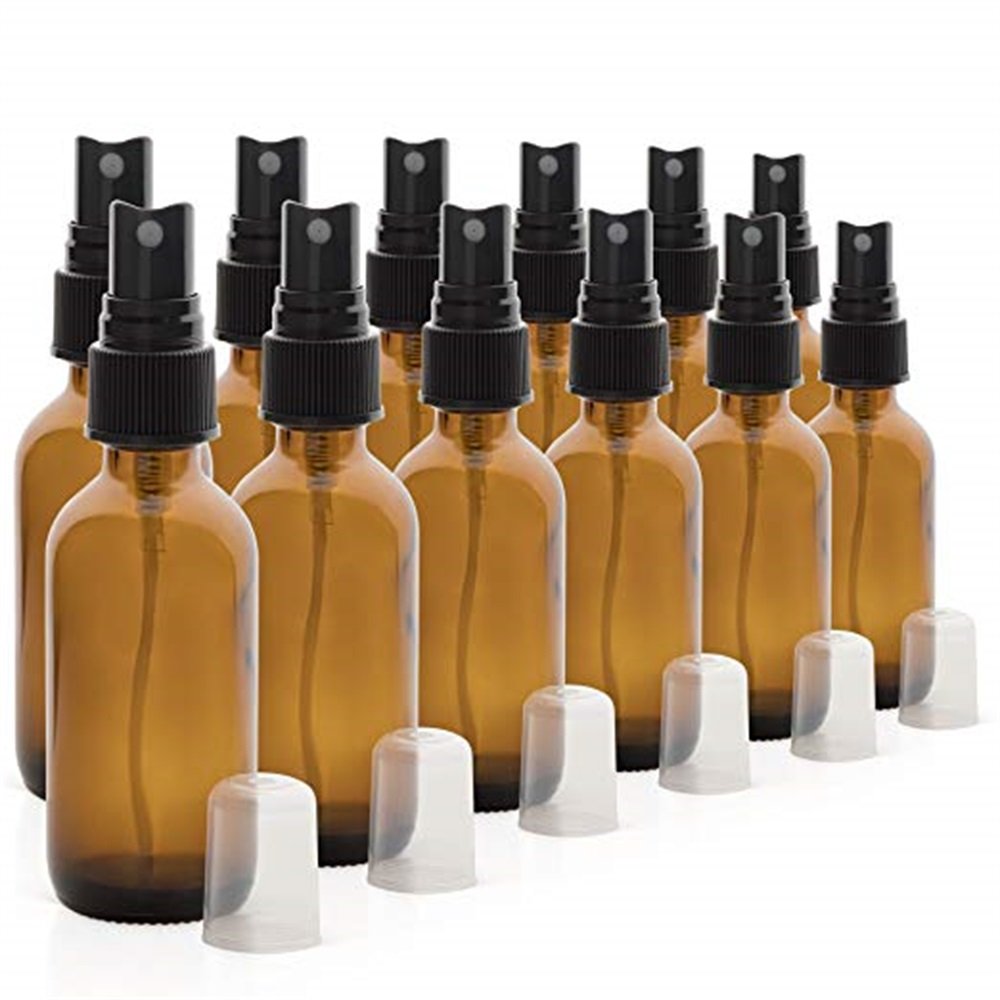 2oz Amber Glass Spray Bottles for Essential Oils - with Fine Mist Sprayers