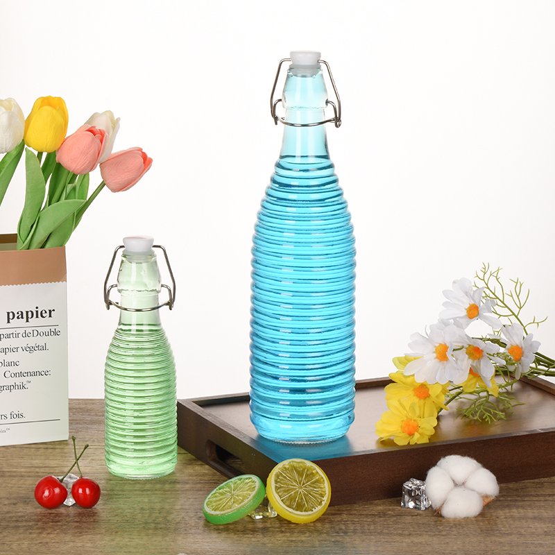 Ru Star Stripes Bottles Glass 500ml Clear Cold Brew Coffee Juice Glass Bottle For Wine Liquor Tea Beverage