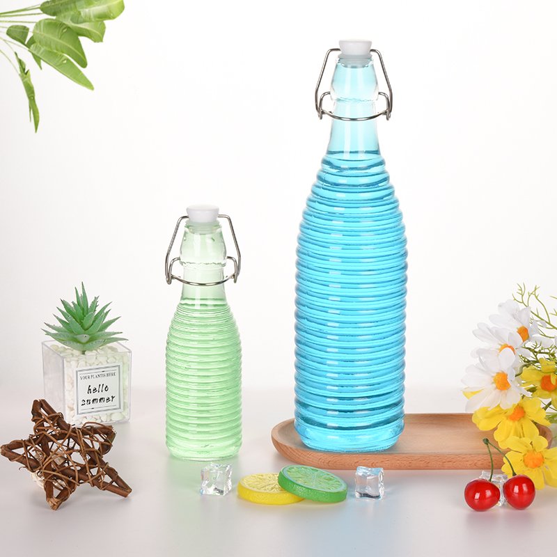 Ru Star Stripes Bottles Glass 500ml Clear Cold Brew Coffee Juice Glass Bottle For Wine Liquor Tea Beverage